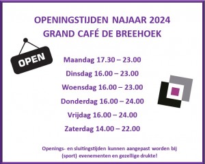 Openingstijden najaar 2024